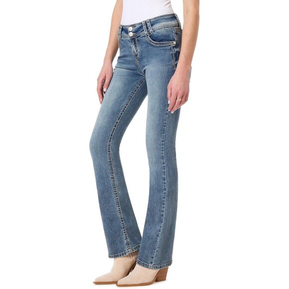 Bootcut Jeans Women Mid-Rise Curvy Insta Stretch Denim Sizes 0-24 - Picture 1 of 9